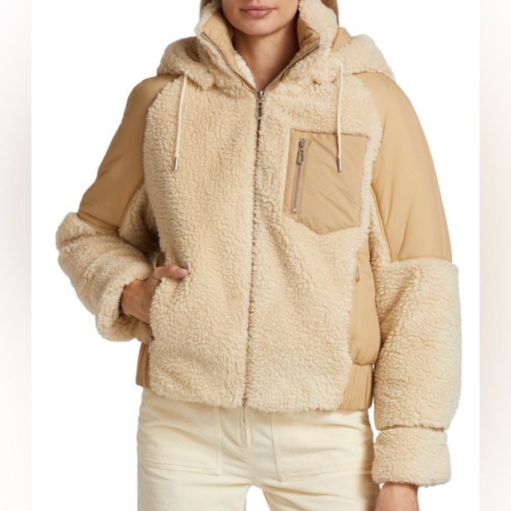 Ba&sh Eva Beige Sherpa Fluffy Coat
